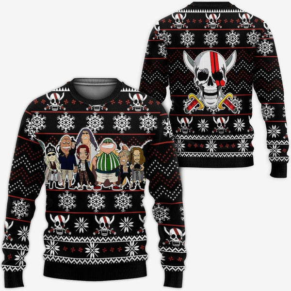 Divesart - Red Hair Pirates Ugly Christmas villapaita ja huppari Custom Anime One Piece -joululahjat